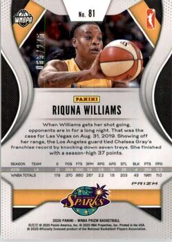 2020 Panini Prizm WNBA - Red #81 Riquna Williams Back