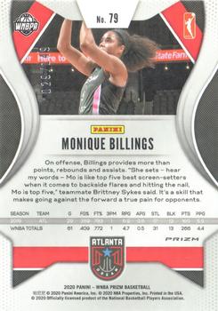 2020 Panini Prizm WNBA - Blue #79 Monique Billings Back