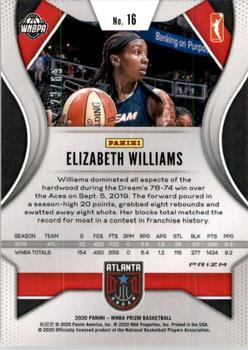 2020 Panini Prizm WNBA - Orange #16 Elizabeth Williams Back