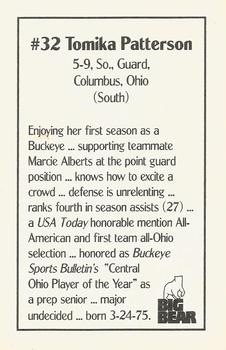 1995-96 Ohio State Basketball Women #NNO Tomika Patterson Back