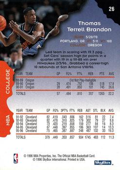 1996-97 Hoops #26 Terrell Brandon Back