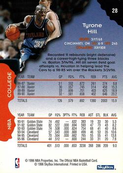 1996-97 Hoops #28 Tyrone Hill Back