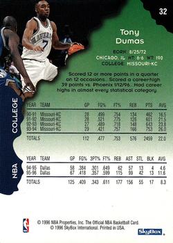 1996-97 Hoops #32 Tony Dumas Back