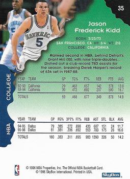1996-97 Hoops #35 Jason Kidd Back