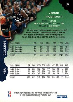 1996-97 Hoops #36 Jamal Mashburn Back
