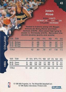 1996-97 Hoops #43 Jalen Rose Back