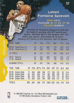 1996-97 Hoops #57 Latrell Sprewell Back
