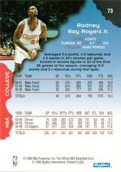 1996-97 Hoops #73 Rodney Rogers Back