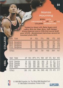 1996-97 Hoops #84 Alonzo Mourning Back