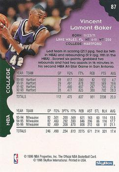 1996-97 Hoops #87 Vin Baker Back