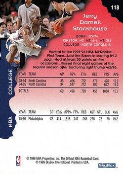 1996-97 Hoops #118 Jerry Stackhouse Back