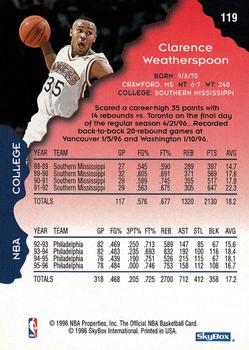 1996-97 Hoops #119 Clarence Weatherspoon Back