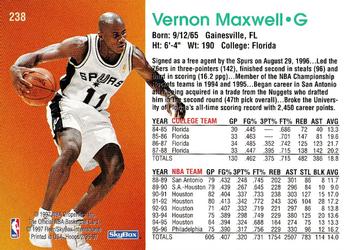 1996-97 Hoops #238 Vernon Maxwell Back