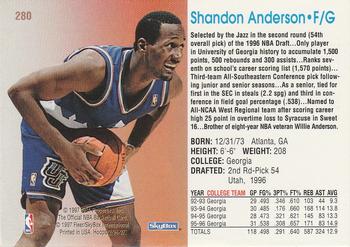 1996-97 Hoops #280 Shandon Anderson Back