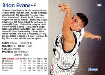 1996-97 Hoops #286 Brian Evans Back