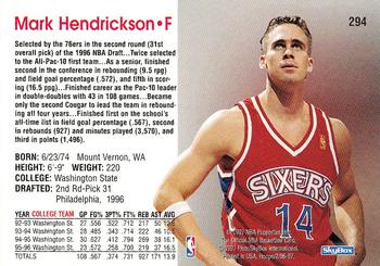 1996-97 Hoops #294 Mark Hendrickson Back