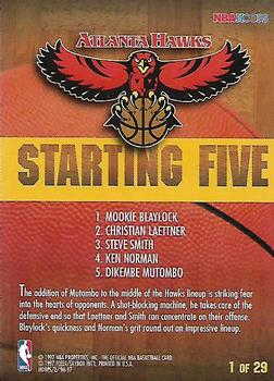 1996-97 Hoops - Starting Five #1 Mookie Blaylock / Christian Laettner / Dikembe Mutombo / Ken Norman / Steve Smith Back