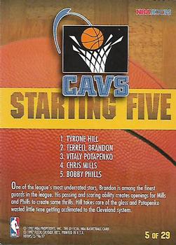 1996-97 Hoops - Starting Five #5 Terrell Brandon / Tyrone Hill / Chris Mills / Bobby Phills / Vitaly Potapenko Back