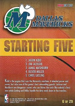 1996-97 Hoops - Starting Five #6 Chris Gatling / Jim Jackson / Jason Kidd / Jamal Mashburn / Oliver Miller Back