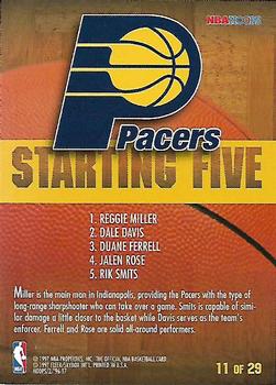 1996-97 Hoops - Starting Five #11 Dale Davis / Duane Ferrell / Reggie Miller / Jalen Rose / Rik Smits Back