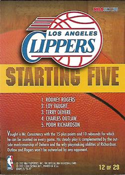 1996-97 Hoops - Starting Five #12 Terry Dehere / Charles Outlaw / Pooh Richardson / Rodney Rogers / Loy Vaught Back