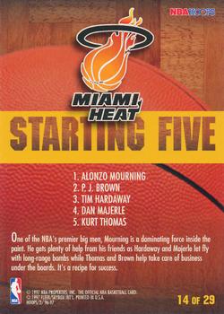 1996-97 Hoops - Starting Five #14 P.J. Brown / Tim Hardaway / Dan Majerle / Alonzo Mourning / Kurt Thomas Back