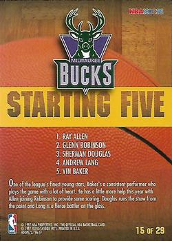 1996-97 Hoops - Starting Five #15 Ray Allen / Vin Baker / Sherman Douglas / Andrew Lang / Glenn Robinson Back