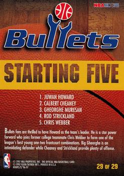 1996-97 Hoops - Starting Five #29 Calbert Cheaney / Juwan Howard / Gheorghe Muresan / Rod Strickland / Chris Webber Back