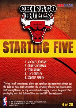 1996-97 Hoops - Starting Five #4 Michael Jordan / Dennis Rodman / Toni Kukoc / Luc Longley / Scottie Pippen Back