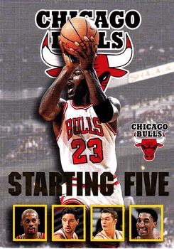 1996-97 Hoops - Starting Five #4 Michael Jordan / Dennis Rodman / Toni Kukoc / Luc Longley / Scottie Pippen Front