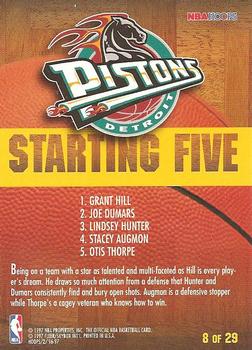 1996-97 Hoops - Starting Five #8 Grant Hill / Joe Dumars / Lindsey Hunter / Stacey Augmon / Otis Thorpe Back