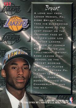 1996-97 Metal #137 Kobe Bryant Back