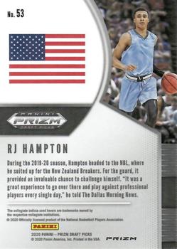 2020 Panini Prizm Draft Picks Collegiate - Silver #53 RJ Hampton Back