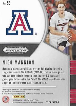2020 Panini Prizm Draft Picks Collegiate - Silver #58 Nico Mannion Back