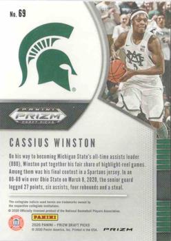 2020 Panini Prizm Draft Picks Collegiate - Silver #69 Cassius Winston Back
