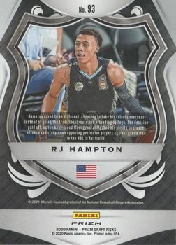 2020 Panini Prizm Draft Picks Collegiate - Silver #93 RJ Hampton Back
