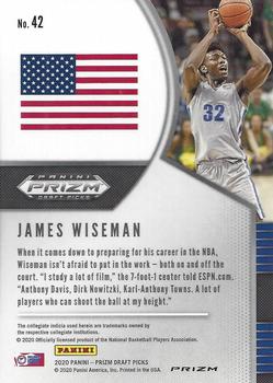 2020 Panini Prizm Draft Picks Collegiate - Green #42 James Wiseman Back