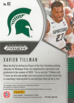 2020 Panini Prizm Draft Picks Collegiate - Green #62 Xavier Tillman Back