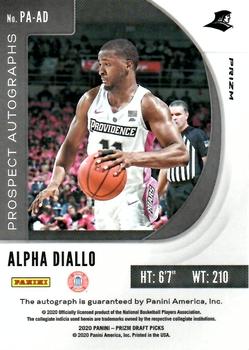 2020 Panini Prizm Draft Picks Collegiate - Prospect Autographs Hyper #PA-AD Alpha Diallo Back