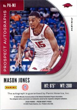 2020 Panini Prizm Draft Picks Collegiate - Prospect Autographs Hyper #PA-MJ Mason Jones Back