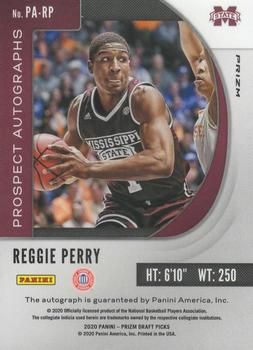 2020 Panini Prizm Draft Picks Collegiate - Prospect Autographs Pink Ice #PA-RP Reggie Perry Back