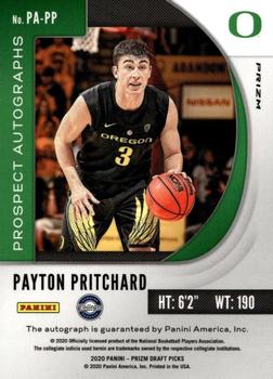 2020 Panini Prizm Draft Picks Collegiate - Prospect Autographs Red Ice #PA-PP Payton Pritchard Back