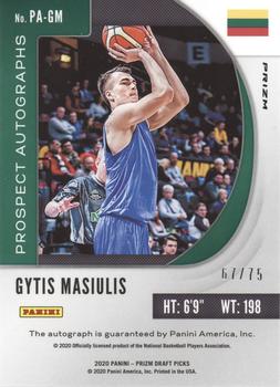 2020 Panini Prizm Draft Picks Collegiate - Prospect Autographs Blue Ice #PA-GM Gytis Masiulis Back