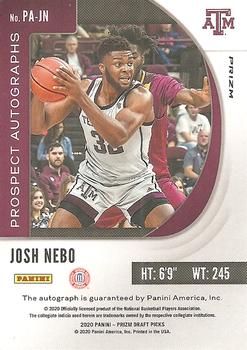 2020 Panini Prizm Draft Picks Collegiate - Prospect Autographs Green #PA-JN Josh Nebo Back