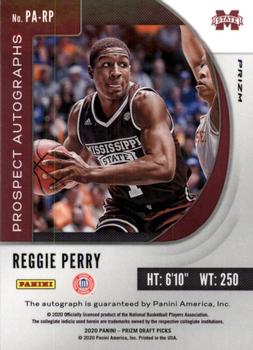 2020 Panini Prizm Draft Picks Collegiate - Prospect Autographs Green #PA-RP Reggie Perry Back