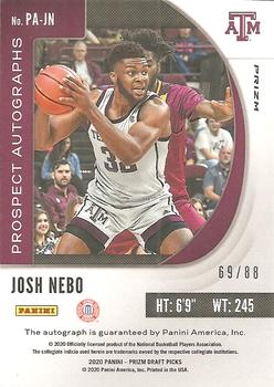 2020 Panini Prizm Draft Picks Collegiate - Prospect Autographs Choice Red #PA-JN Josh Nebo Back