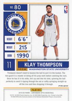 2019-20 Panini Contenders Optic - Red Wave #80 Klay Thompson Back