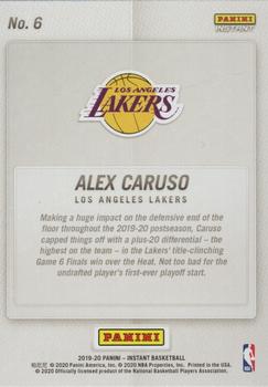 2019-20 Panini Instant NBA Champions Los Angeles Lakers #6 Alex Caruso Back