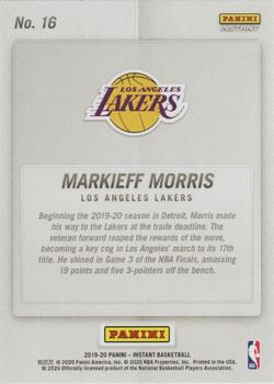 2019-20 Panini Instant NBA Champions Los Angeles Lakers #16 Markieff Morris Back