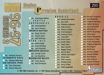 1996-97 SkyBox Premium #280 Checklist: 132-239 Back